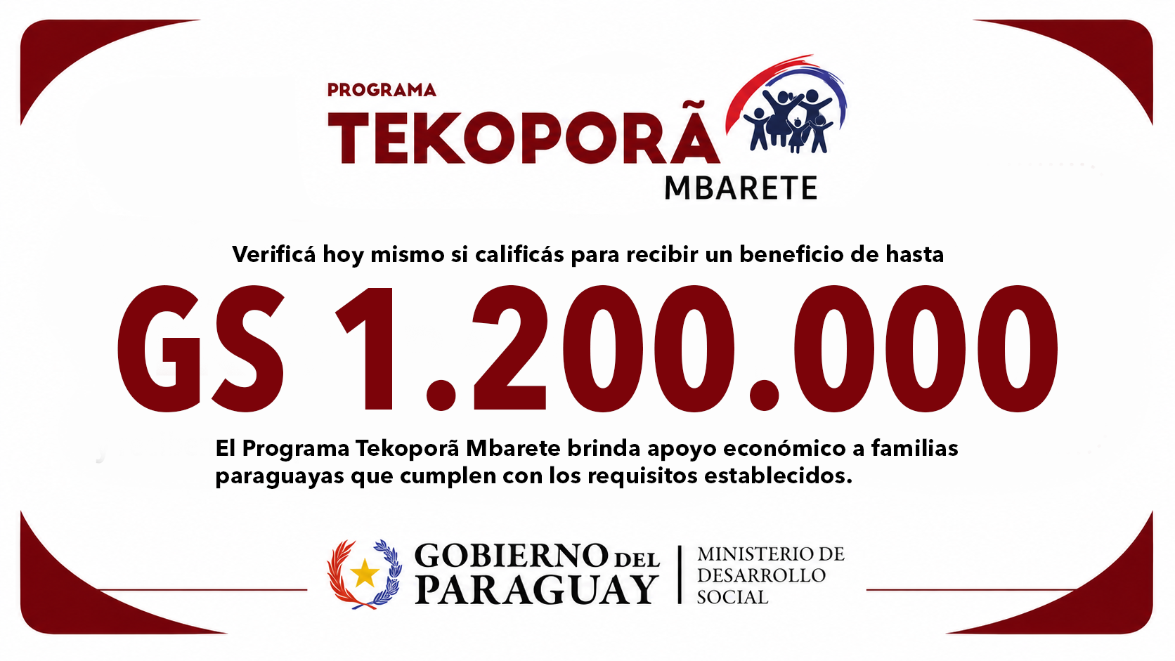 Programa Tekopora Mbarete banner
